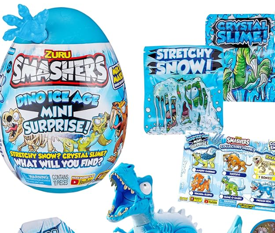 Zuru Smashers Dino Ice Age Mini Surprise Egg with Buildable Dinosaur and Hidden (Assorted Color)