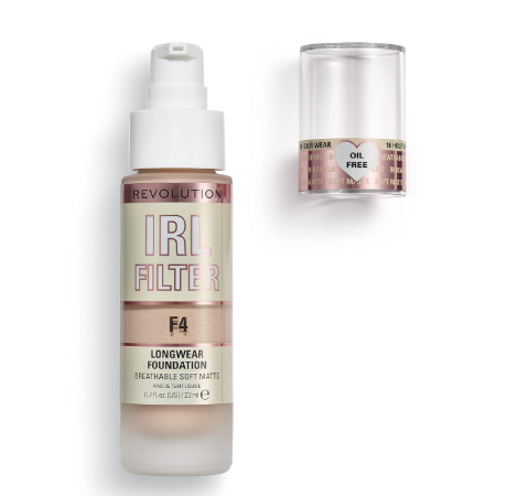 Revolution, IRL Filter Longwear Foundation, Soft & Breathable Formula, Medium to Full Coverage, Matte Finish, F4, 0.7 fl oz