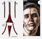 Realistic Spooky Creepy Zipper Costume Tattoos (12 pieces)