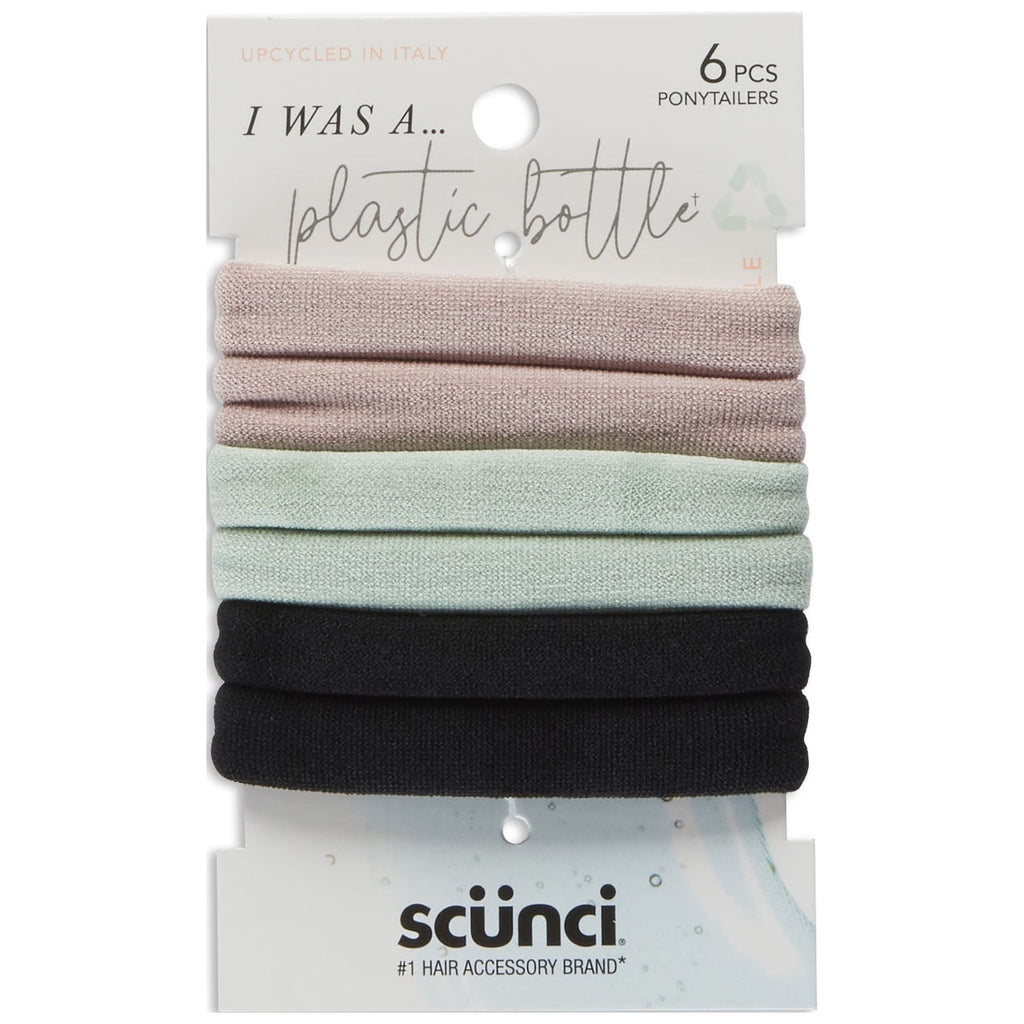 Scunci Earth-Friendly Planet Ponytail Holder Hair Ties, Pink, Green, Black, 6 Ct