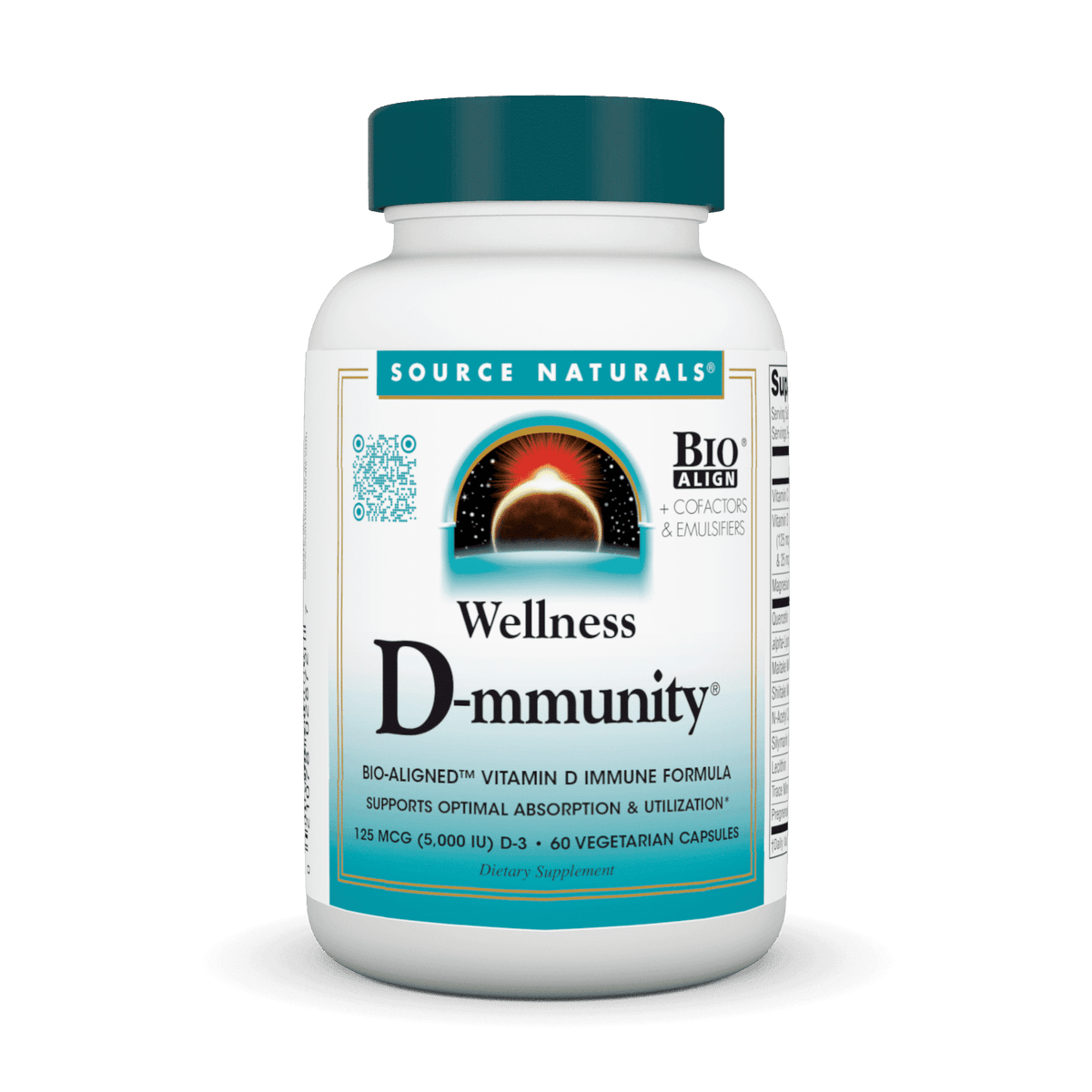 Source Naturals Wellness D-mmunity Vitamin D Immune Formula, 60 Vegetarian Capsules EXP 9/26