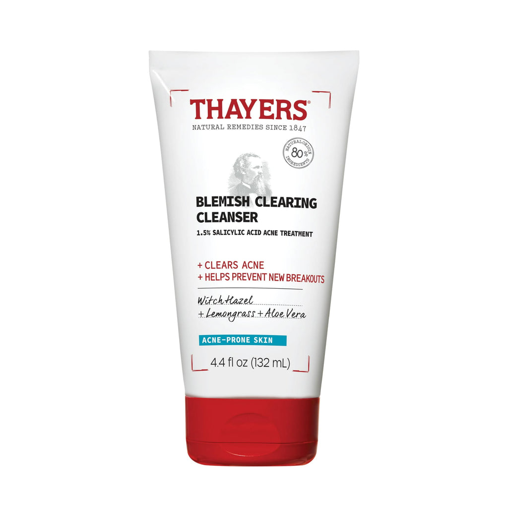 THAYERS Blemish Clearing Face Cleanser with 1.5% Salicylic Acid, Acne Treatment Face Wash, Soothing and Non-Stripping Skin Care, 4.4 Fl Oz EXP 04/2025