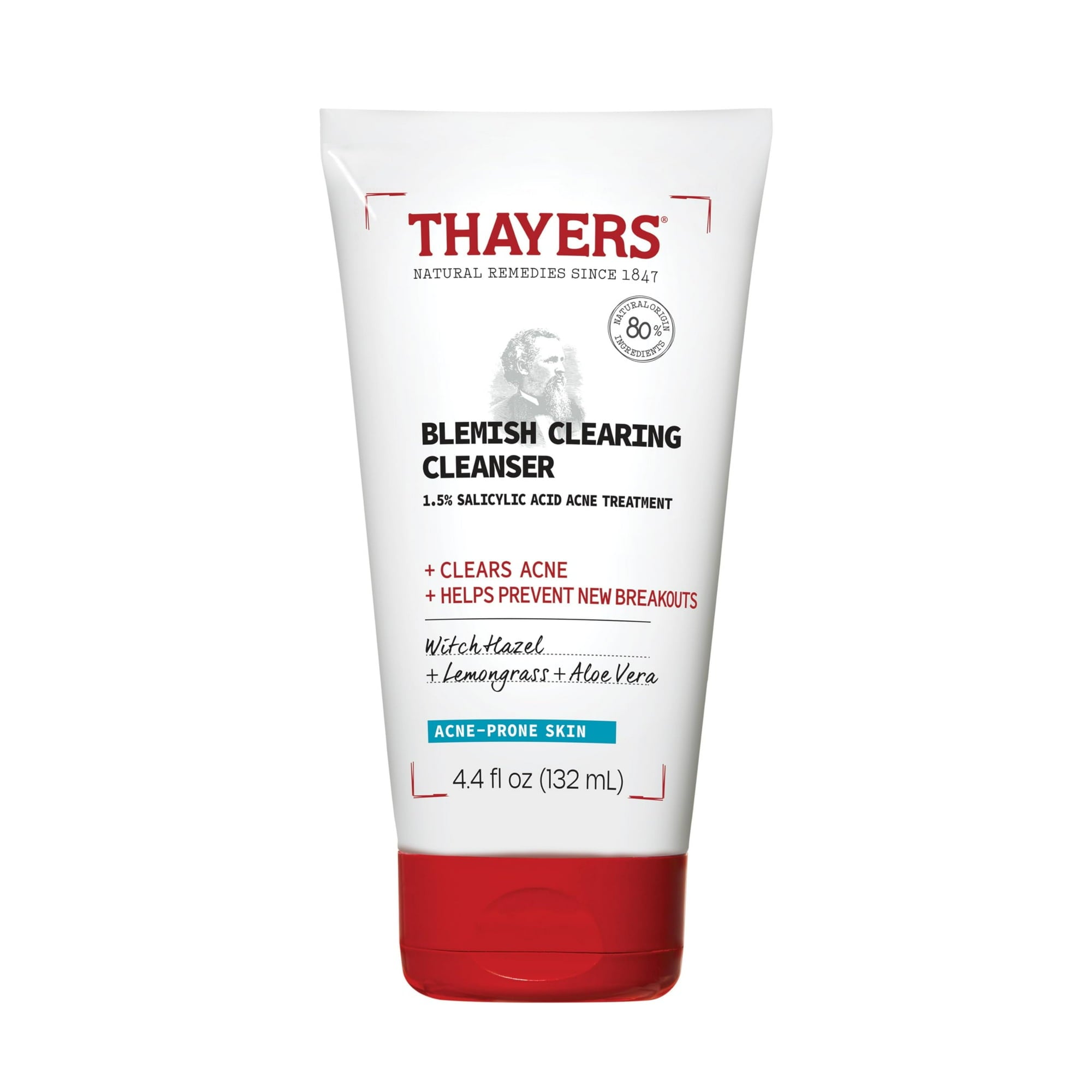 THAYERS Blemish Clearing Face Cleanser with 1.5% Salicylic Acid, Acne Treatment Face Wash, Soothing and Non-Stripping Skin Care, 4.4 Fl Oz EXP 04/2025