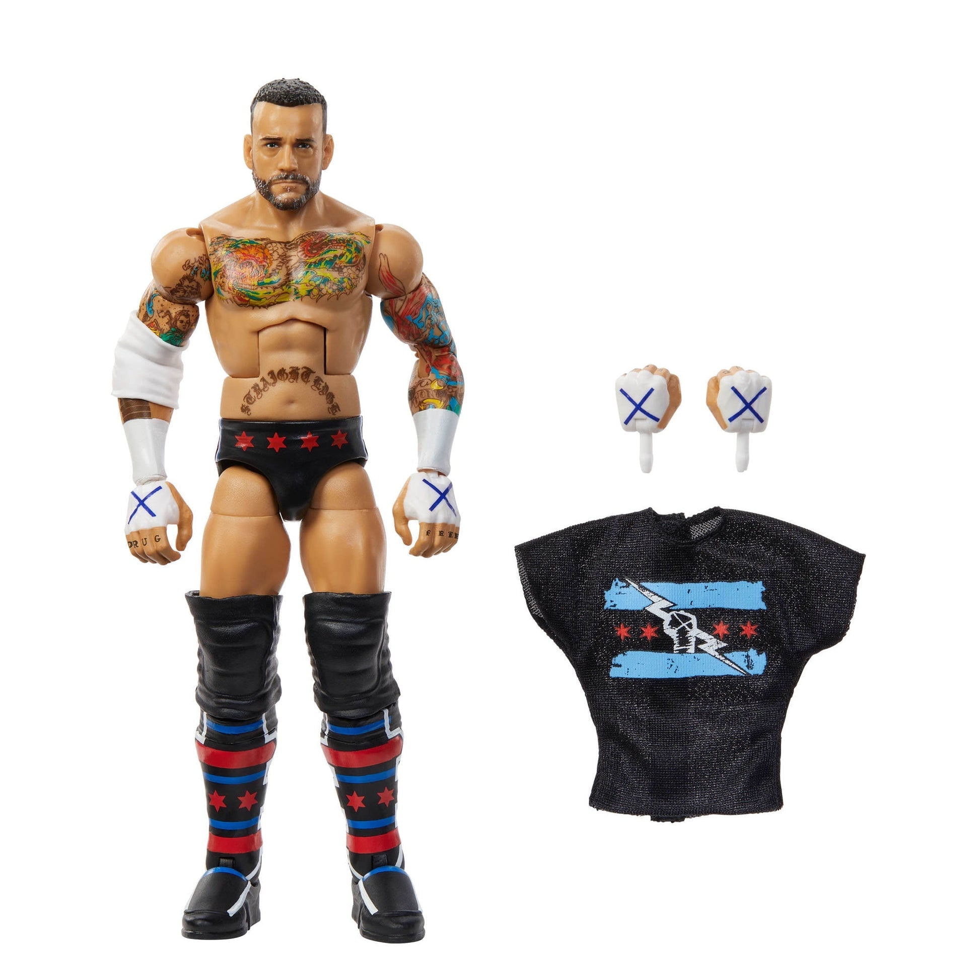 WWE Elite CM Punk Action Figure, Series #115 6-inch Collectible with Articulation & Accessories DAMAGED BOX