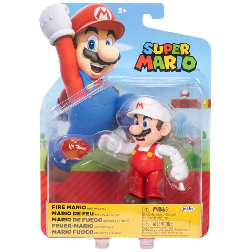 World of Nintendo Wave 41 Fire Mario Action Figure (with Fireball) DAMAGED BOX