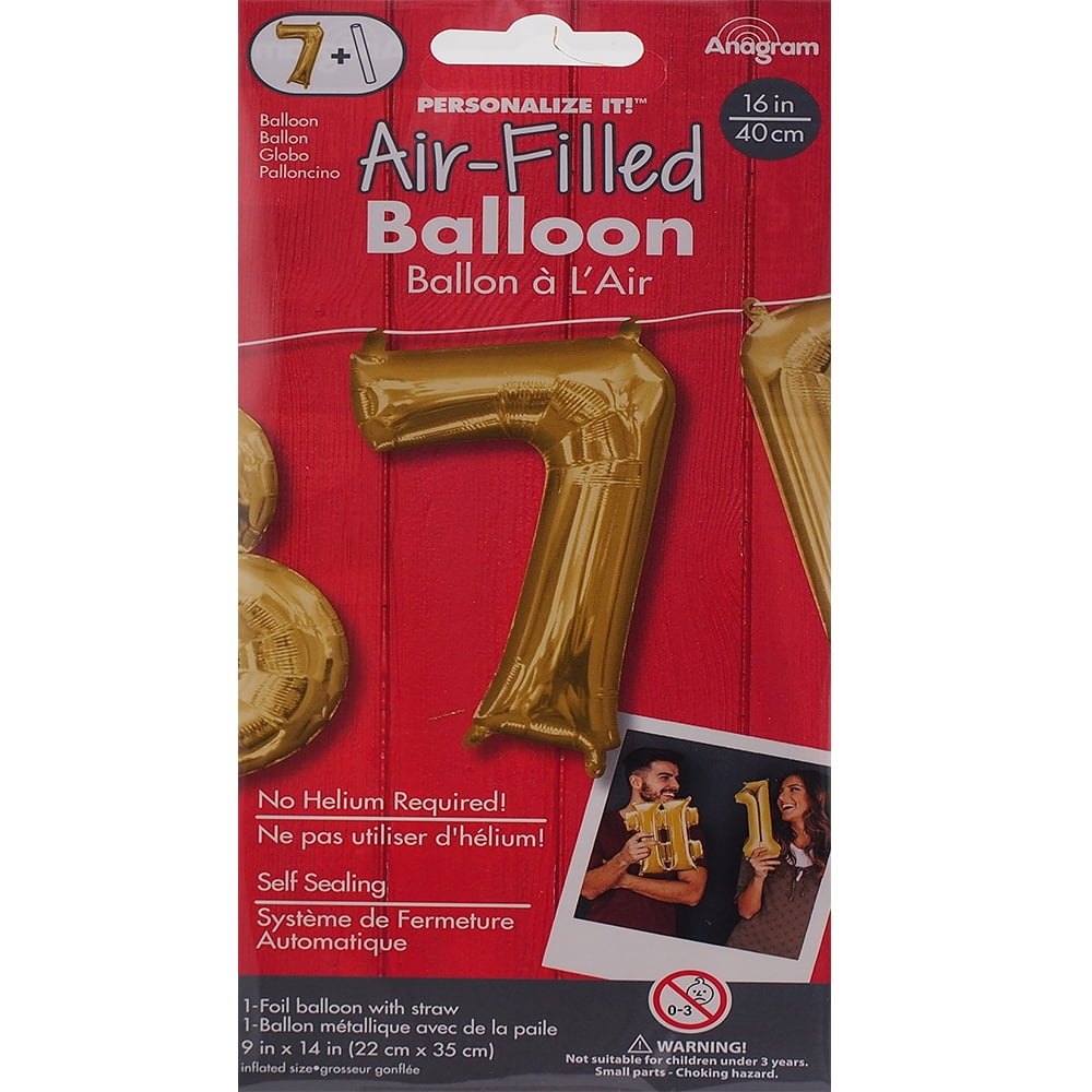 Anagram 16 in. Number 7 Gold Shape Air Fill Foil Balloon