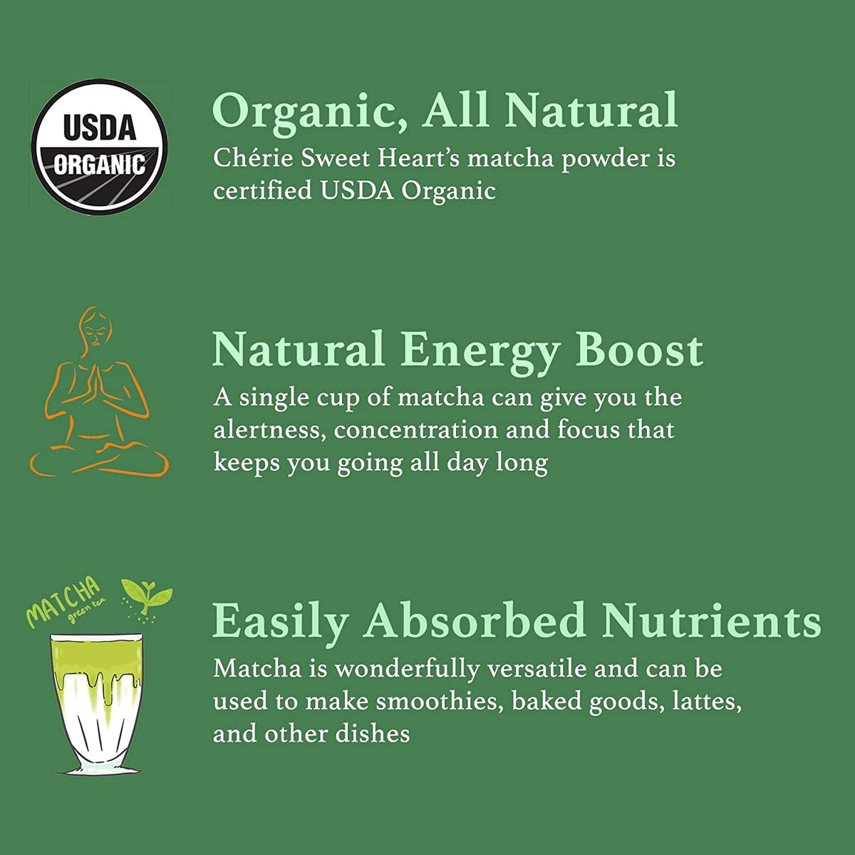 Cherie Sweet Heart Organic Matcha Green Tea Powder 4 oz EXP 1/1527