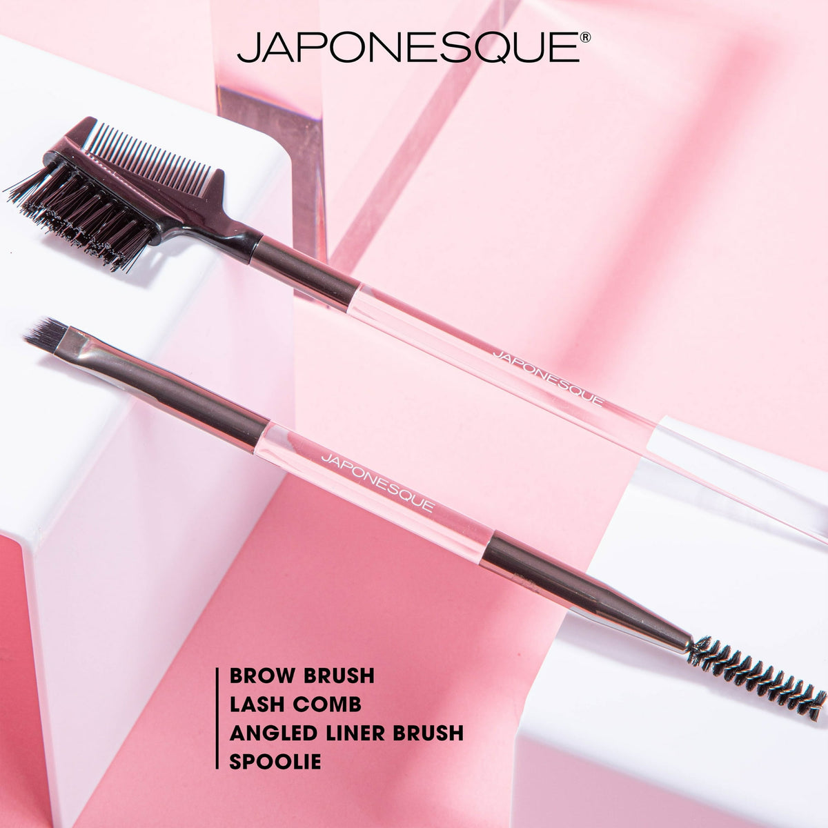 Japonesque Eyebrow & Eye Dual Ended Makeup Brush Set, 2 Piece