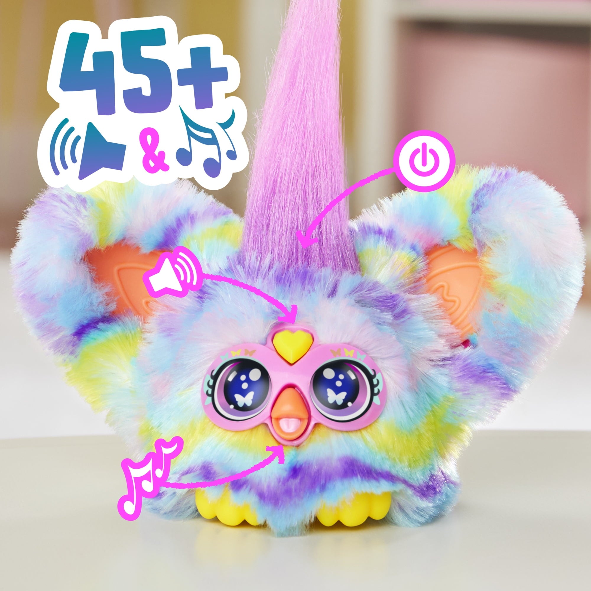 Furby Furblets Swee-Dee Spring Mini Friend, Electronic Plush Toys for Girls & Boys, School Backpack Charms, 6+