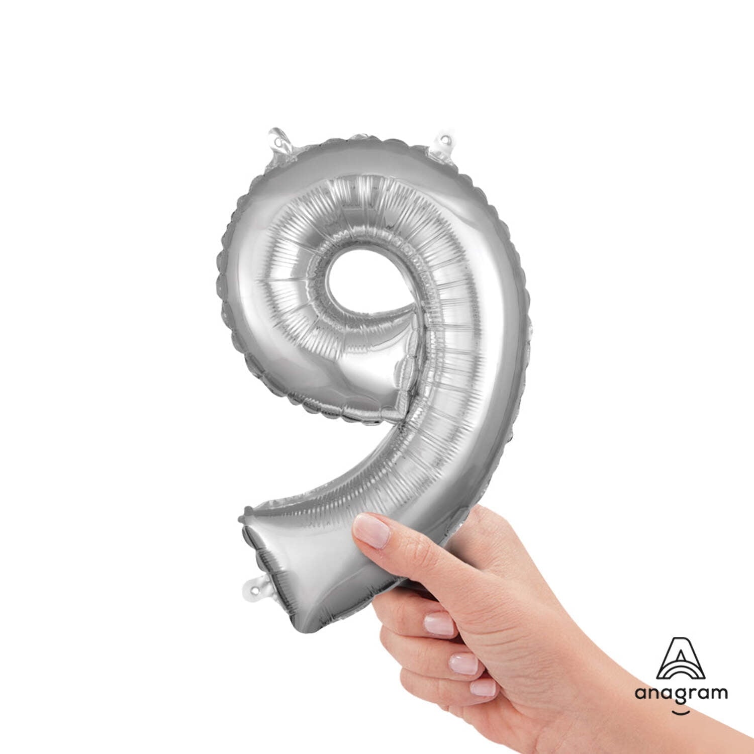 Anagram 78539 16 in. Number 9 Silver Shape Air Fill Foil Balloon
