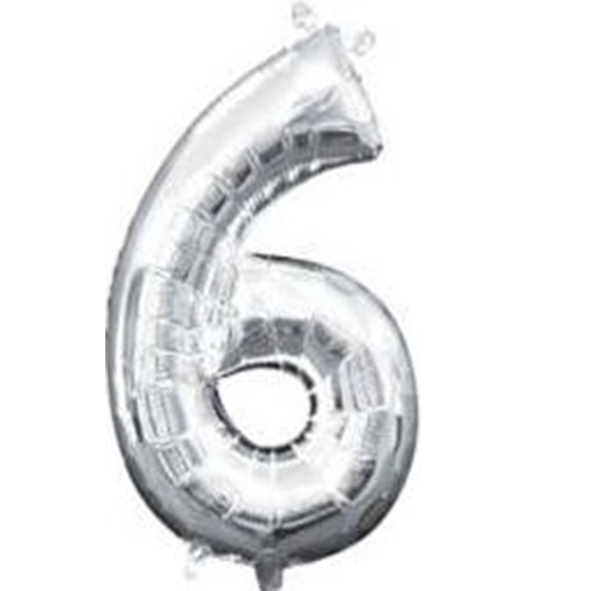 Anagram 16 in. Number 6 Silver Shape Air Fill Foil Balloon