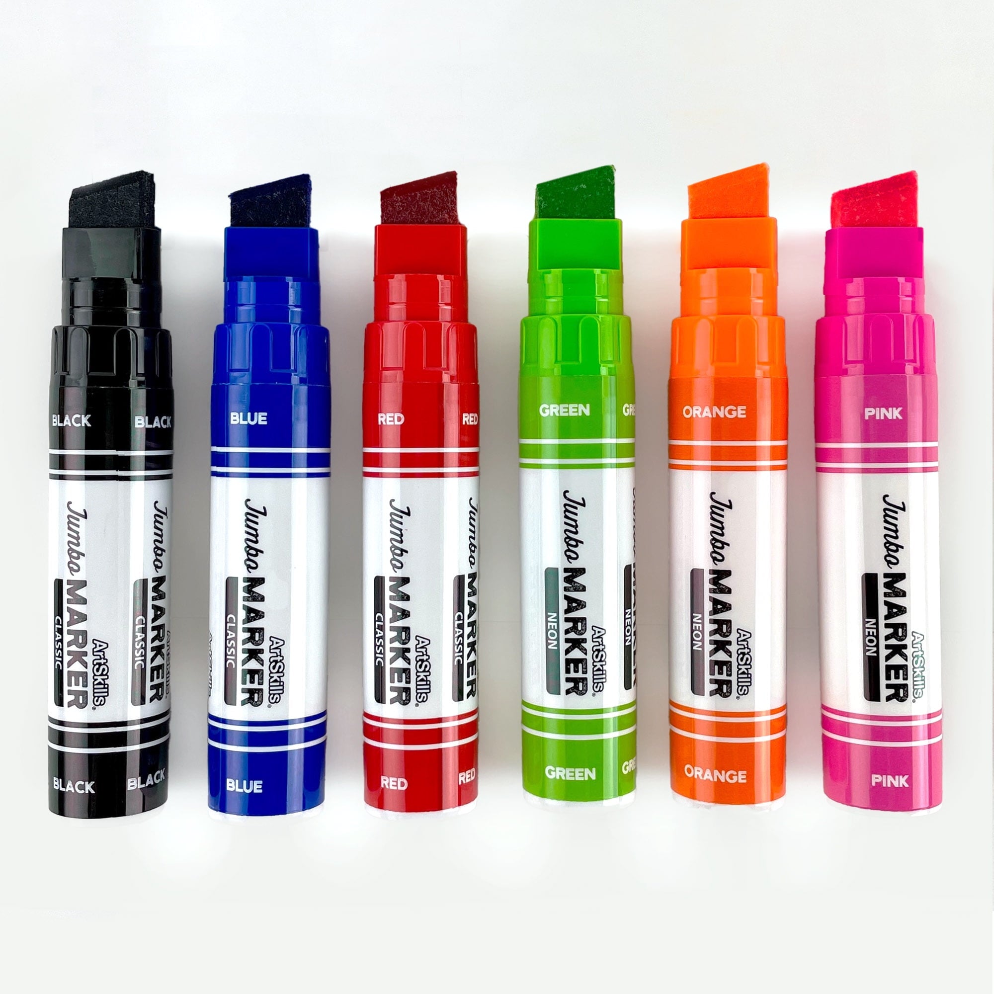 ArtSkills Jumbo Chisel-Tip Markers, 6-Pack, Assorted Neon & Classic Colors for Posters & Signs