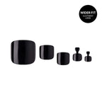 GoldFinger Press On Toenails Kit Wider Fit, Bold Glossy Black Color Toenail, Ready to Wear Gel & Manicure Stick, 2g Glue included, Long-Lasting Convenient & Easy to Apply