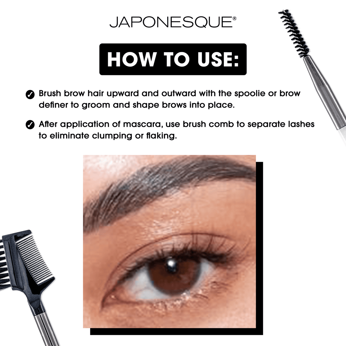Japonesque Eyebrow & Eye Dual Ended Makeup Brush Set, 2 Piece