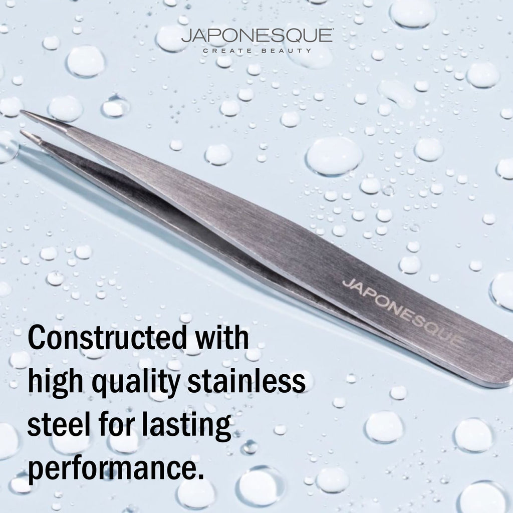 Japonesque Stainless Steel Sliver Point and Slanted Tweezer, 2 Piece