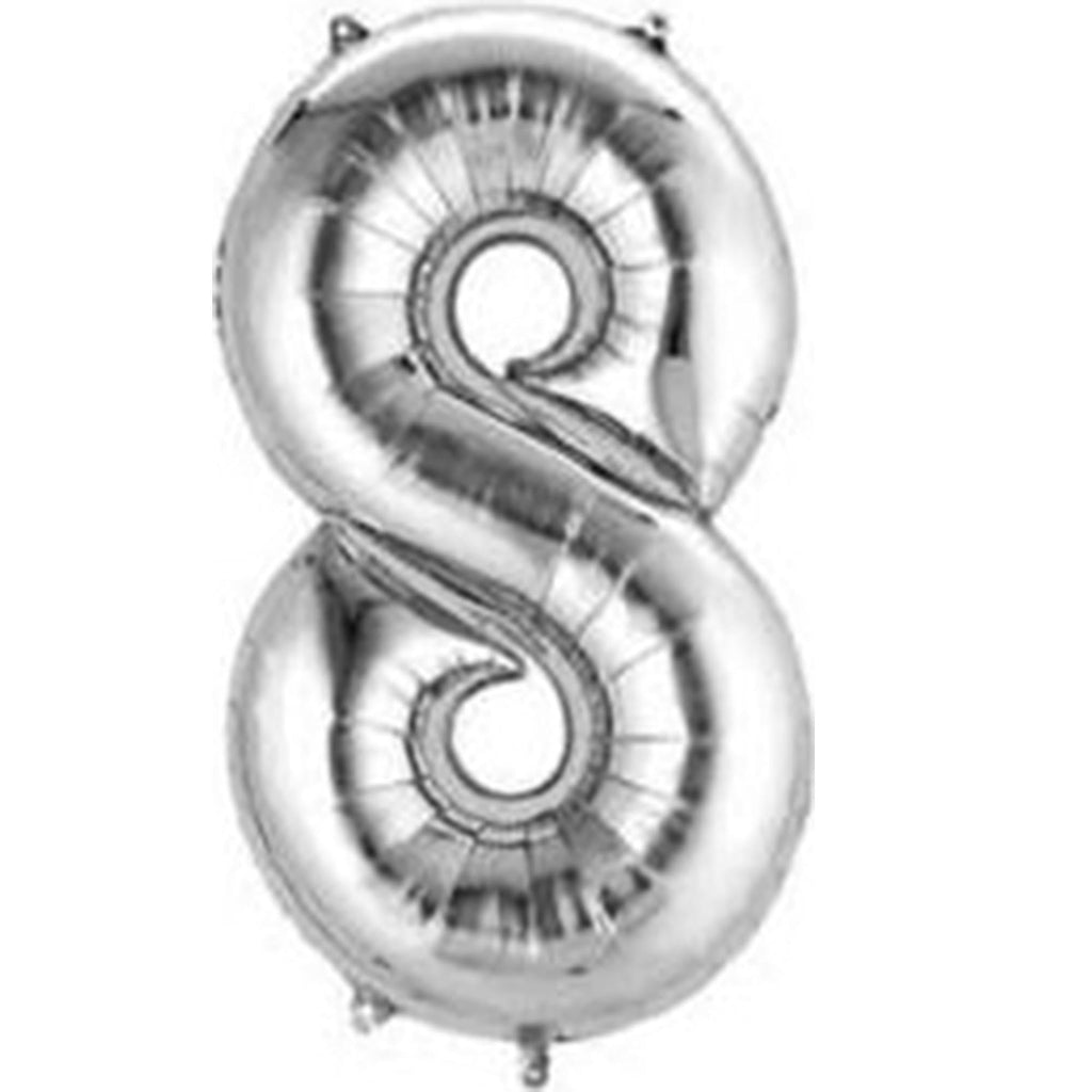 Anagram 16 in. Number 8 Silver Shape Air Fill Foil Balloon