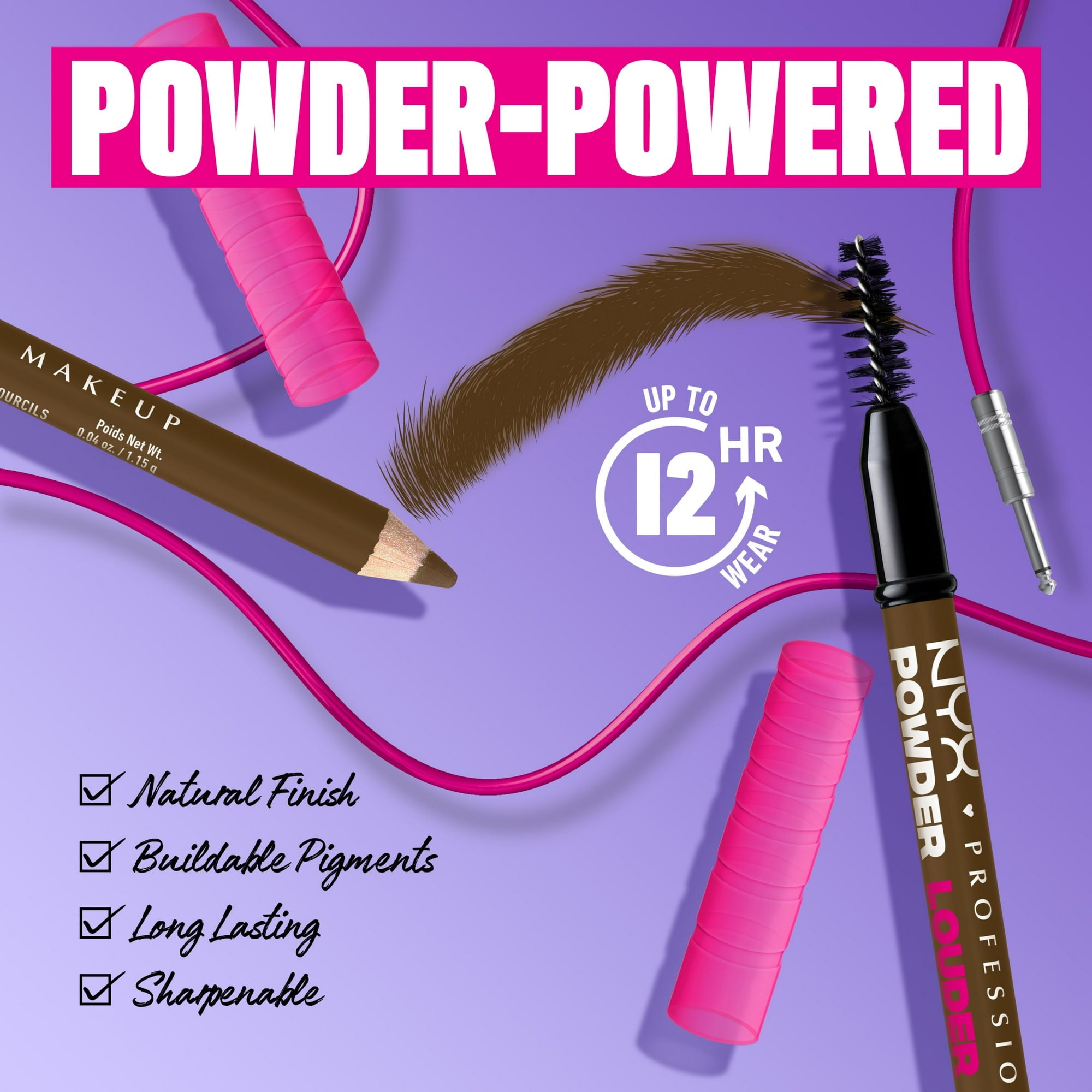 NYX Professional Makeup Brow Powder Louder, Brow Pencil, Soft Brown, 1 Count, Soft Brown, 0.04 oz