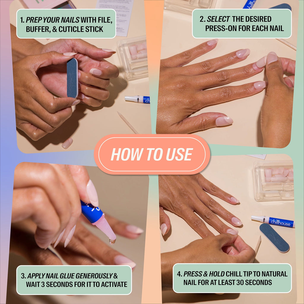 Chillhouse Chill Tips Press On Nails, Acid Wash, Almond Style, 30 Count