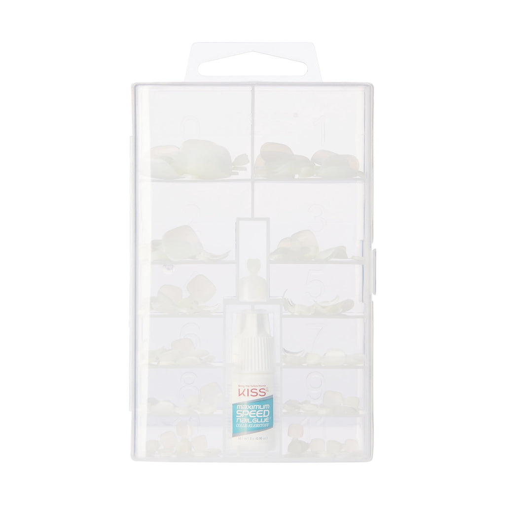 Kiss 96 Full-Cover Press On Toenails, Clear, Short, Maximum Speed Nail Glue, 96 Count