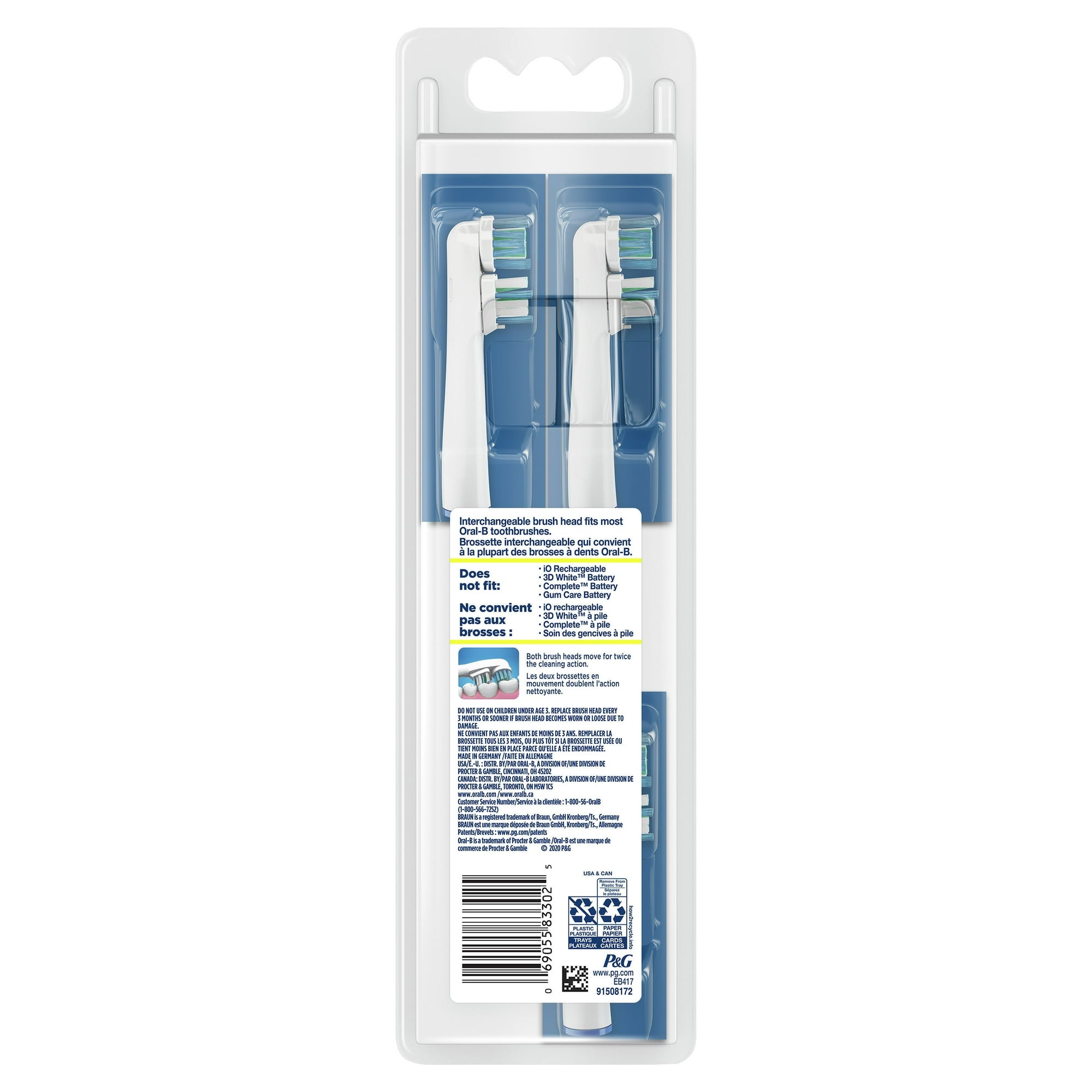 Oral-B Dual Clean Replacement Electric Toothbrush Head, 3 Count