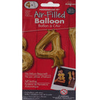 Anagram  16 in. Number 4 Gold Shape Air Fill Foil Balloon