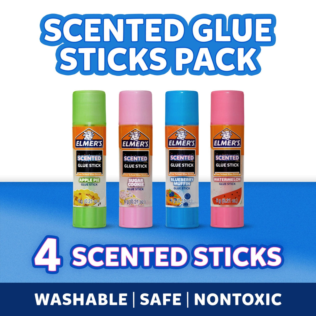 Elmer’s Scented Clear Glue Sticks, Safe and Nontoxic, Assorted Scents, 4 Count