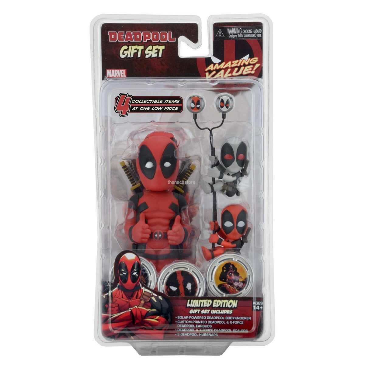 Marvel - Deadpool Gift Set (Body Knocker, Scalers, Earbuds, Hubsnaps) - NECA