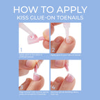 Kiss 96 Full-Cover Press On Toenails, Clear, Short, Maximum Speed Nail Glue, 96 Count