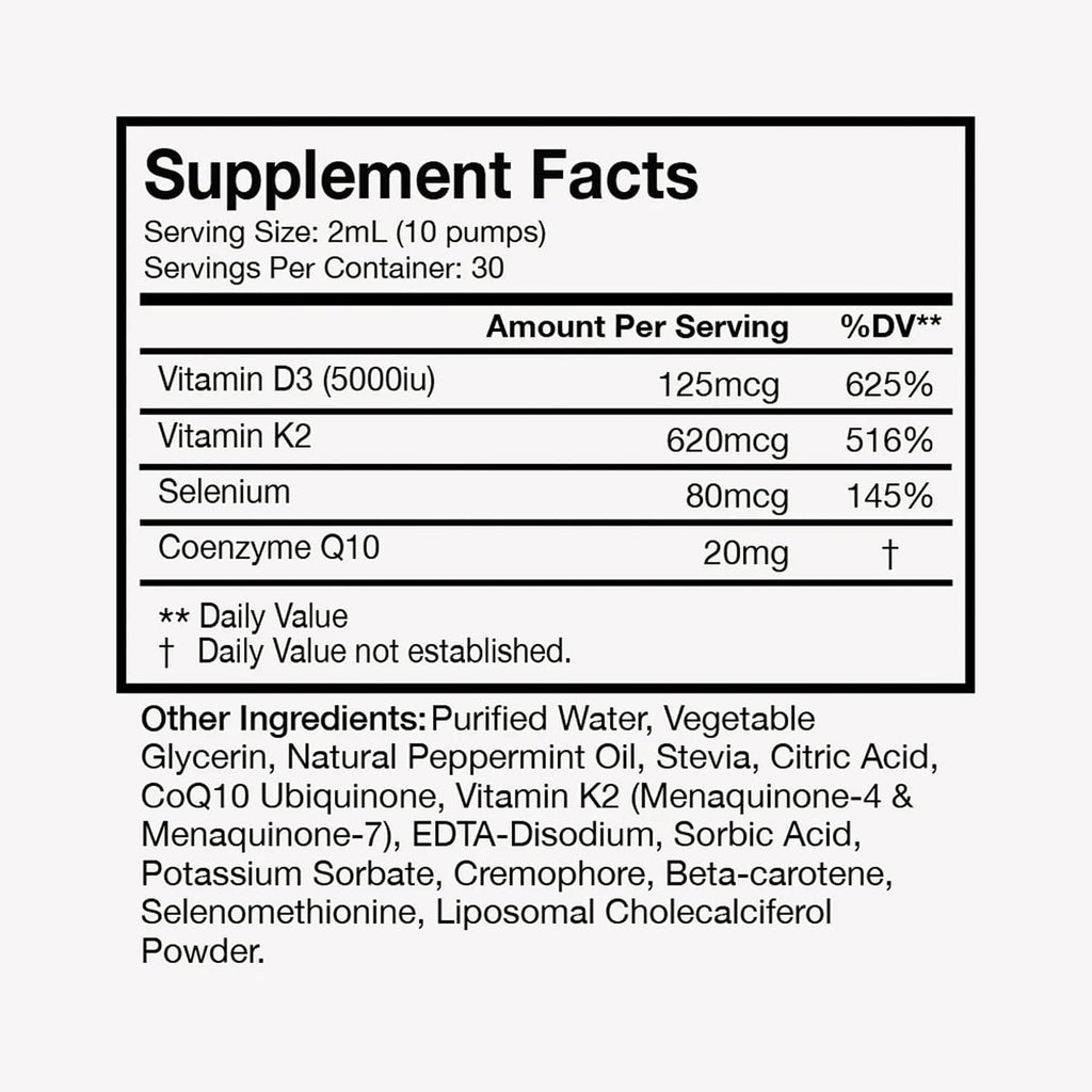 Terra Health Essentials - Liposomal Vitamin D3 + K2 | Bone Health & Calcium Absorption (1 Bottle, 30 Day Supply)