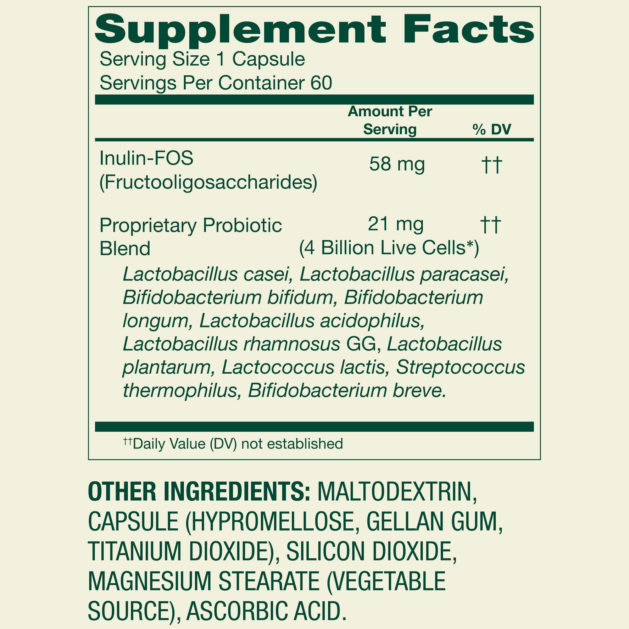 Spring Valley Daily Probiotic Delayed Release Capsules for Digestive Health, 4 Billion Live Cells, 60 Count