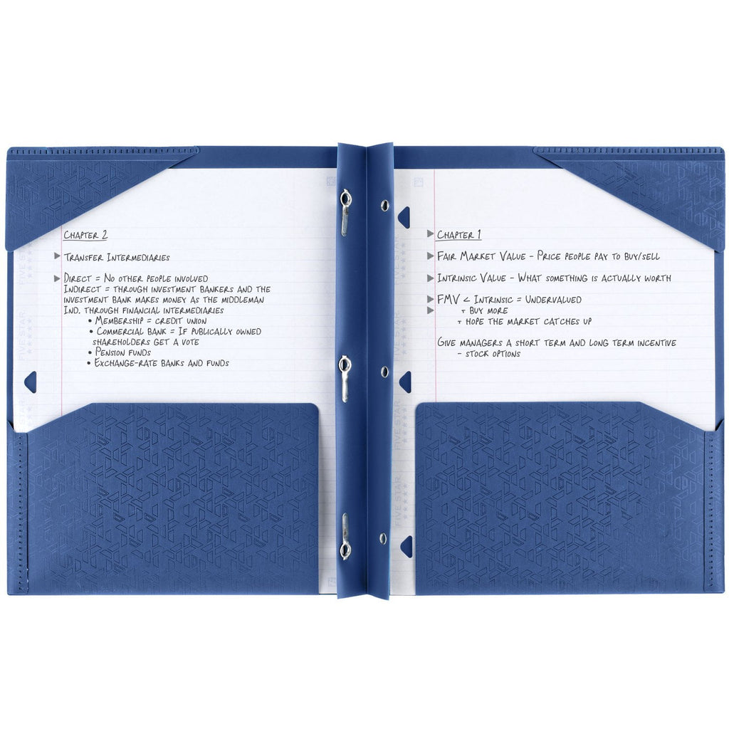 Five Star Stay-Put Plastic and Prong Folder, Pacific Blue
