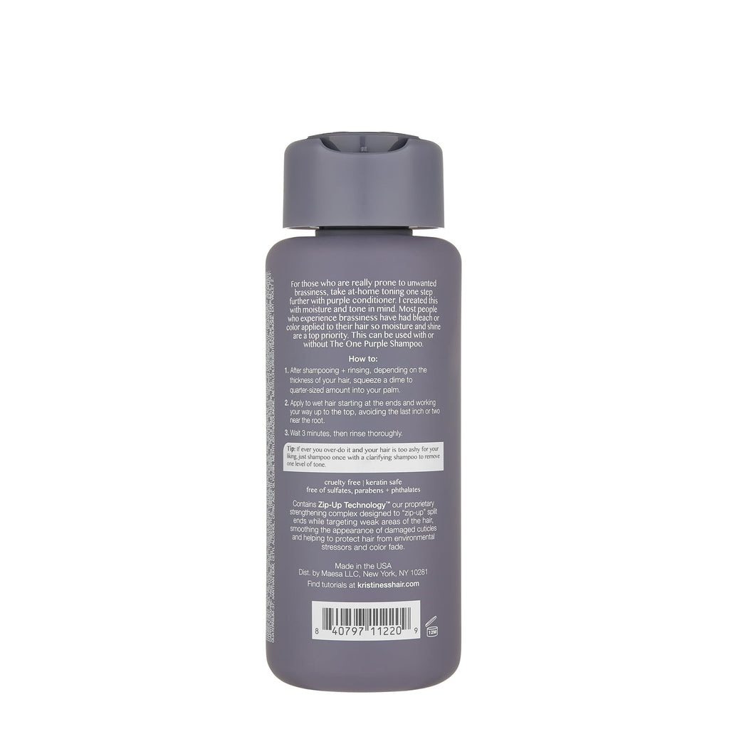 Kristin Ess Hair One Purple Conditioner, Tones + Moisturizes Blonde, Brunette, Silver + Grey Hair, Anti Brass + Yellow Tones, Toning Conditioner, 10oz