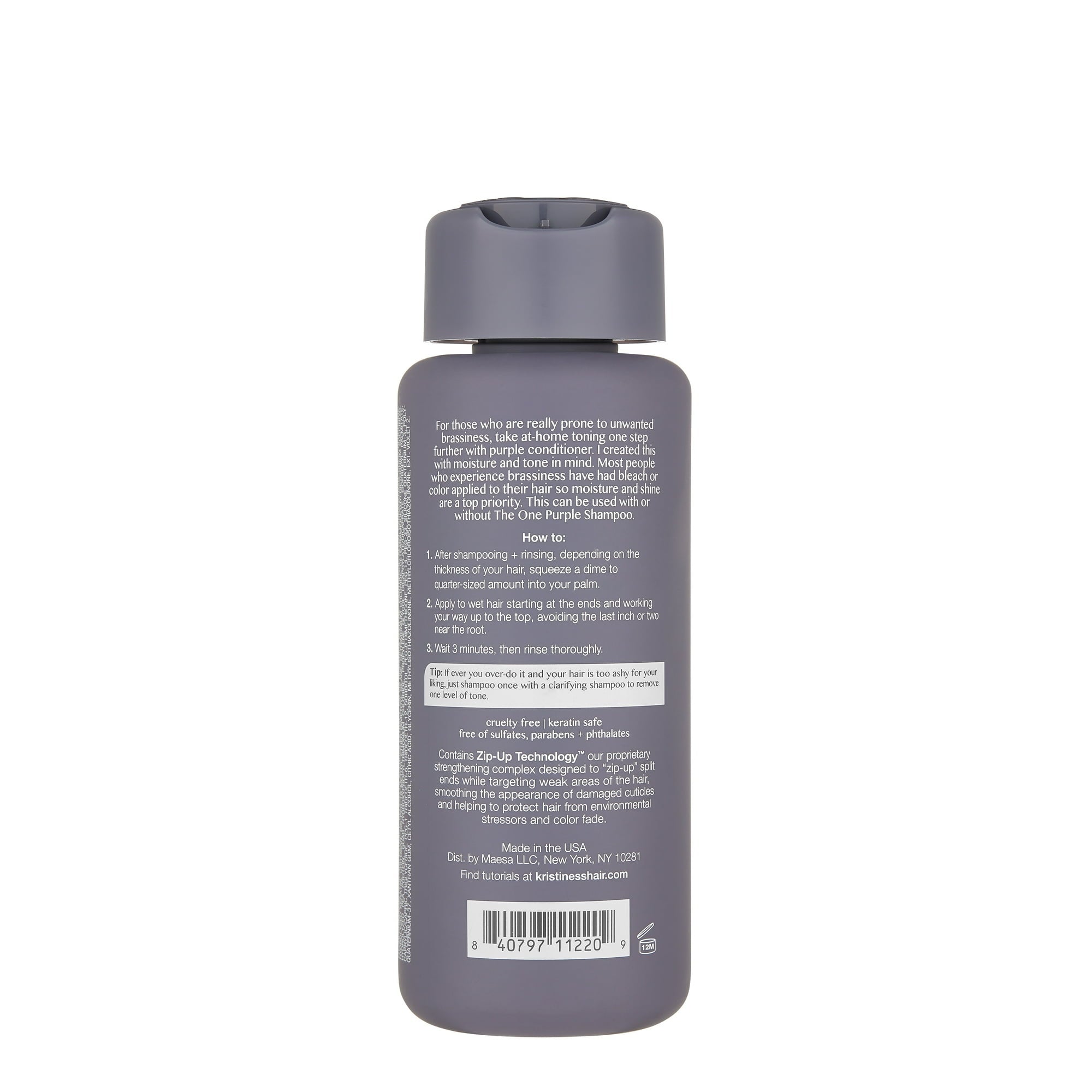 Kristin Ess Hair One Purple Conditioner, Tones + Moisturizes Blonde, Brunette, Silver + Grey Hair, Anti Brass + Yellow Tones, Toning Conditioner, 10oz
