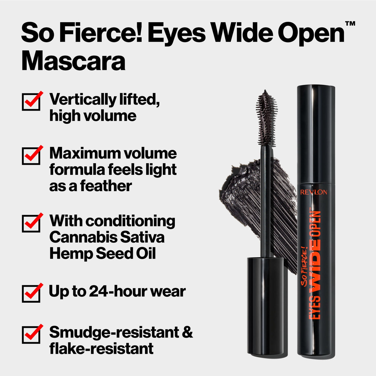Revlon So Fierce! Eyes Wide Open Mascara, 103 Black Brown, 0.24 fl oz.