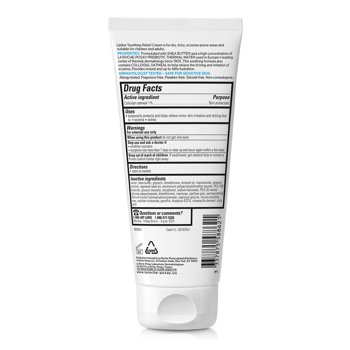 La Roche-Posay Lipikar Soothing Relief Eczema Cream, 6.76 fl oz EXP 01/2026