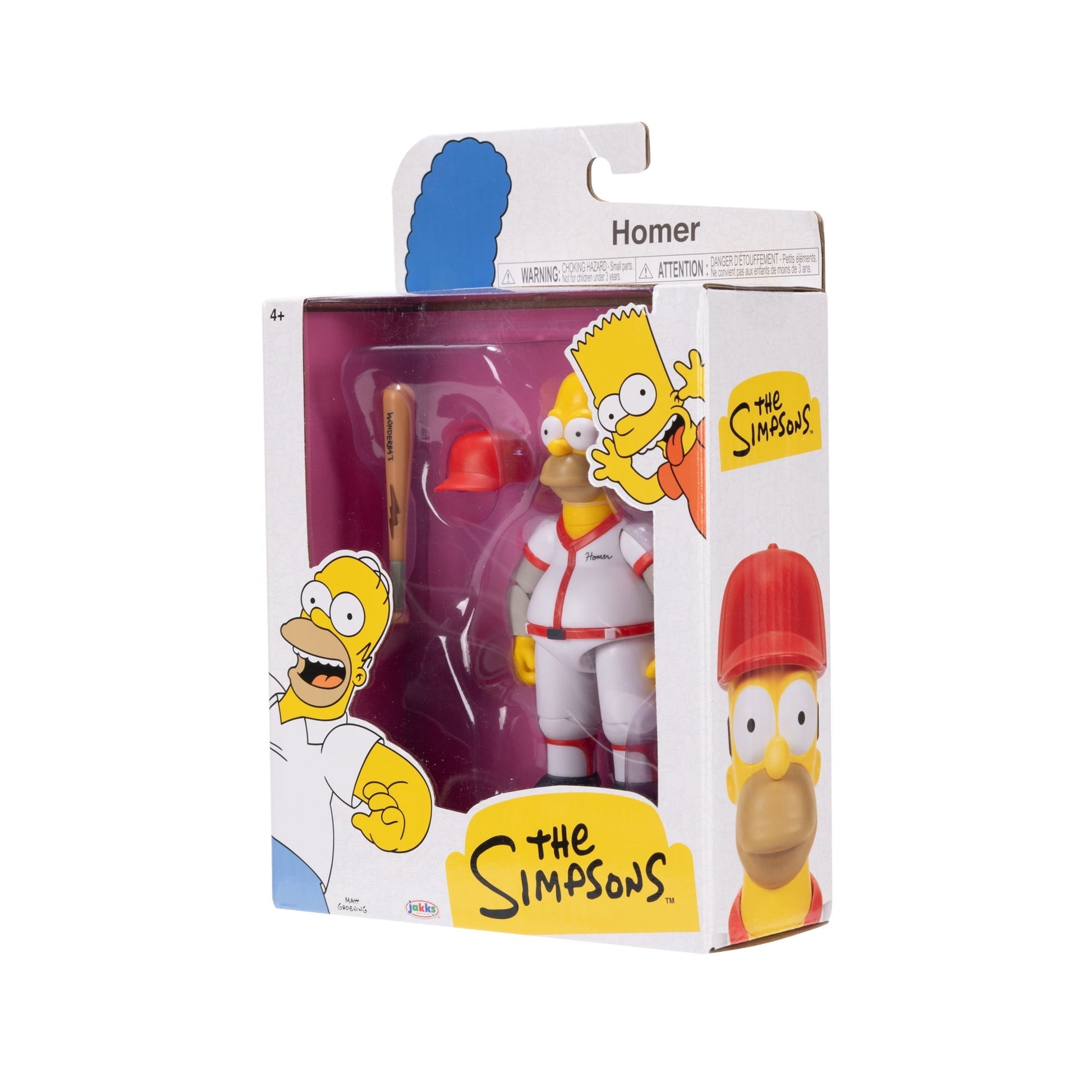 The Simpsons 5 inch Baseball Homer Action Figure with Bat & Removable Hat Accessory for Child Ages 4+