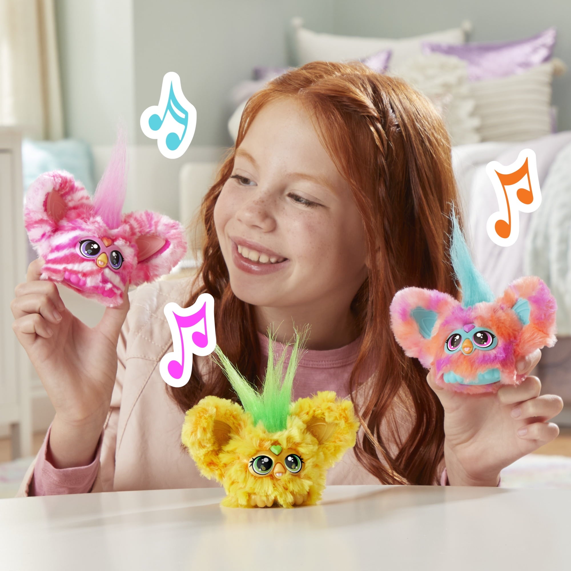 Furby Furblets Ree-Mix Mini Electronic Plush Toy for Girls & Boys, School Backpack Charms, 6+