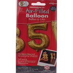 Anagram 16 in. Number 5 Gold Shape Air Fill Foil Balloon