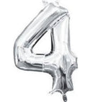 Anagram 16 in. Number 4 Silver Shape Air Fill Foil Balloon