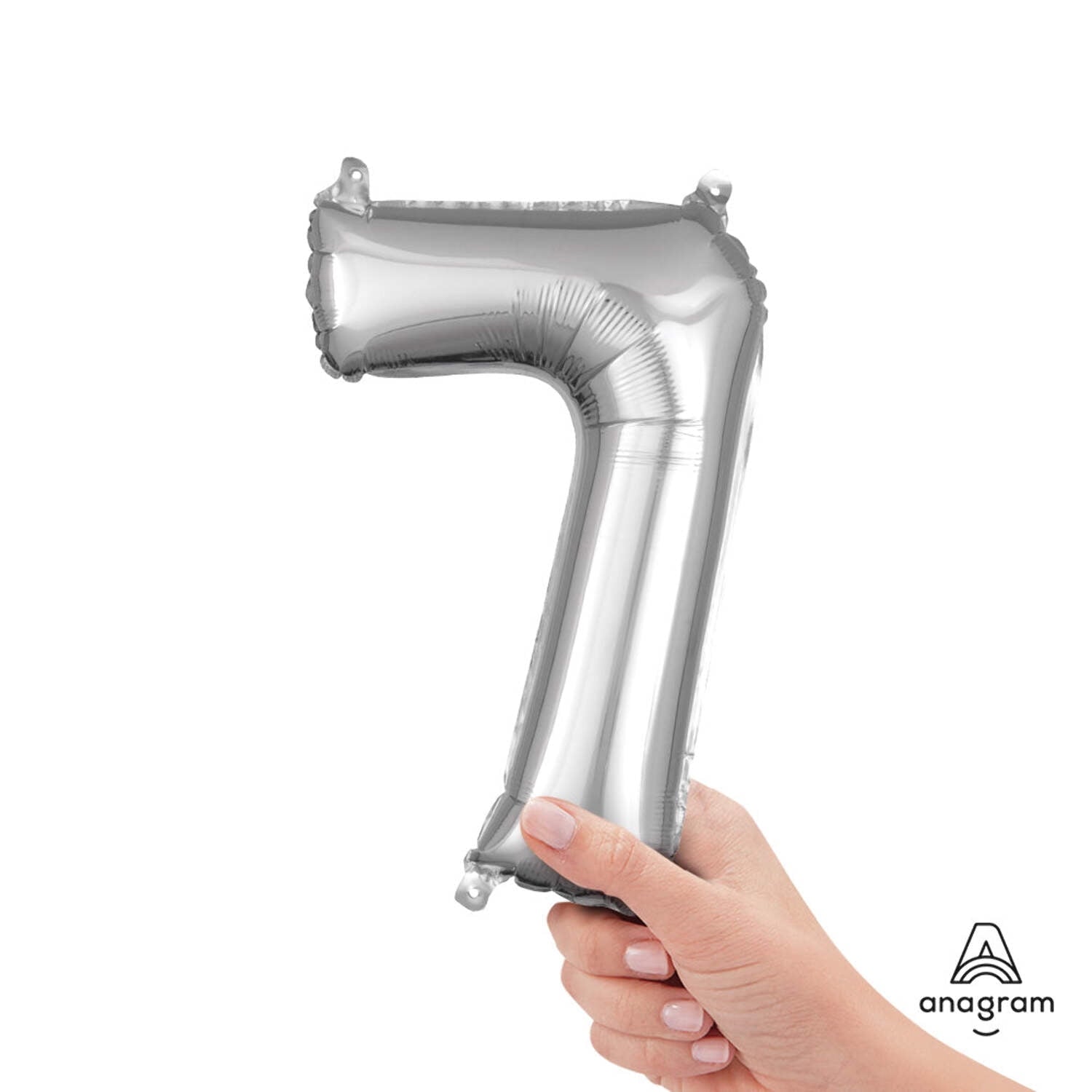 Anagram 16" in. Number 7 Silver Shape Air Fill Foil Balloon