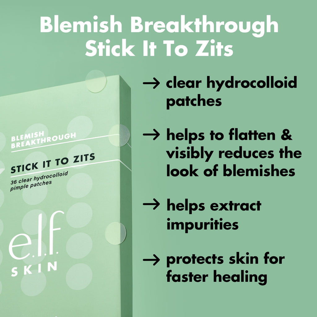 e.l.f. SKIN Blemish Breakthrough Stick It To Zits, 36 Clear Hydrocolloid Pimple Patches, 36 ct