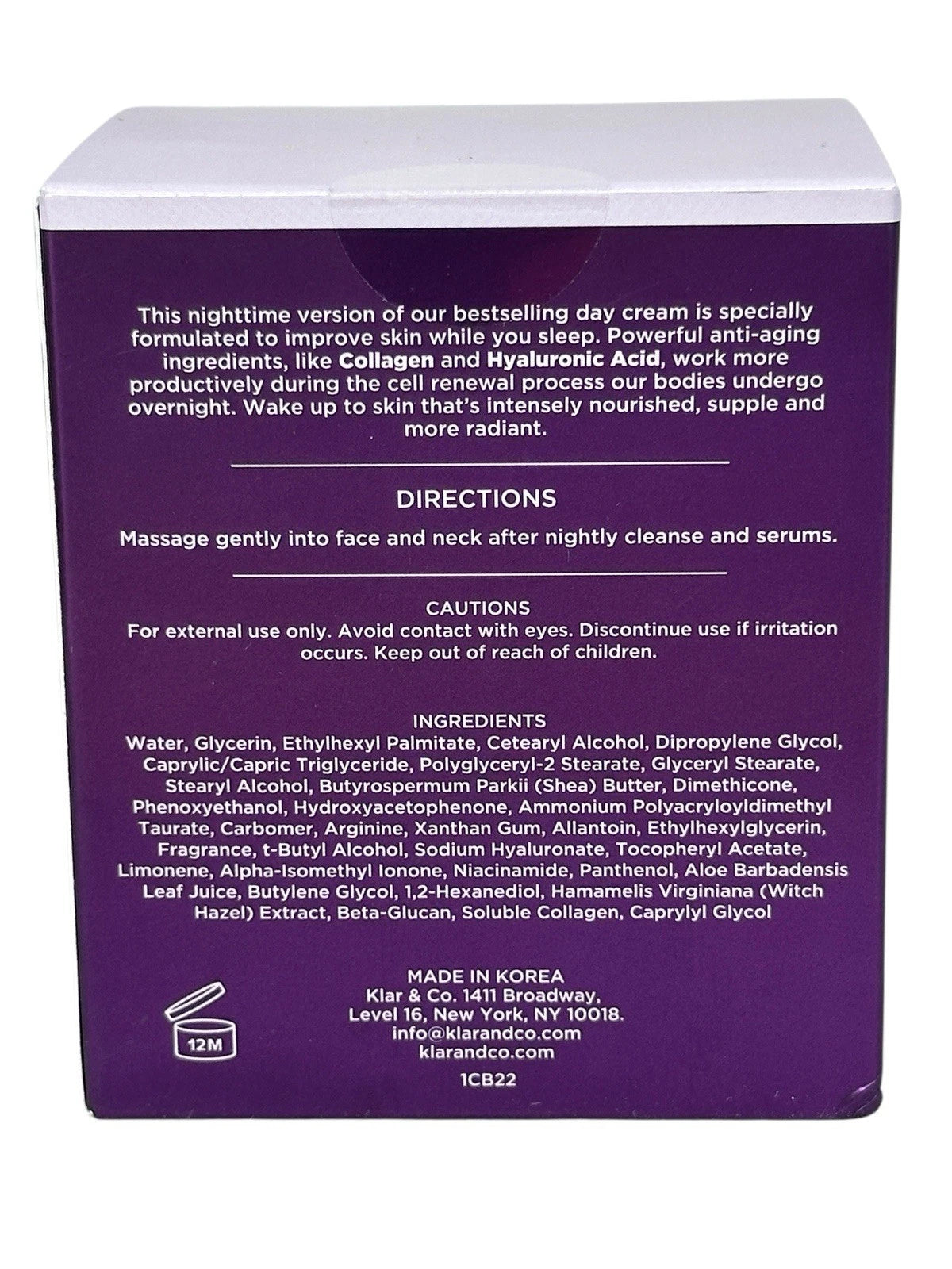 Azure Collagen & Hyaluronic Anti Aging Night Cream 1.69 fl oz New Sealed