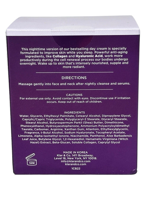 Azure Collagen & Hyaluronic Anti Aging Night Cream 1.69 fl oz New Sealed