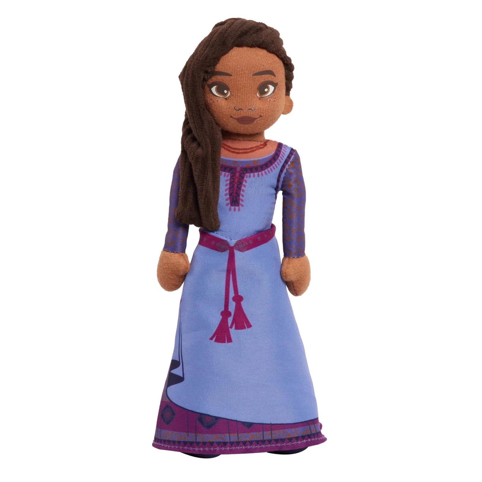 Wish 8-inch Talking Plush Asha, Interactive Toy, Black Hair and Purple