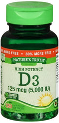 Nature's Truth High Potency D3 5,000 IU (125 mcg) Softgels 130ct EXP 12/26