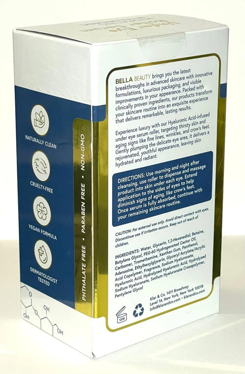 Bella Beauty Under Eye Roller Serum Hydrating Hyaluronic (Box Damaged)