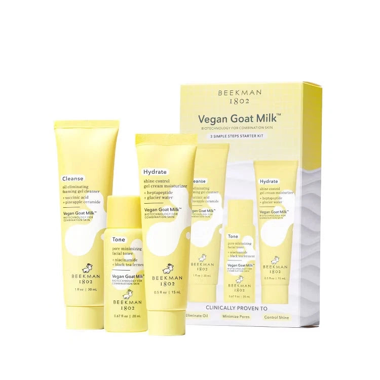 Beekman Vegan Goat Milk 3pc set Simple Steps Starter Kit Cleanse Tone & Hydrate