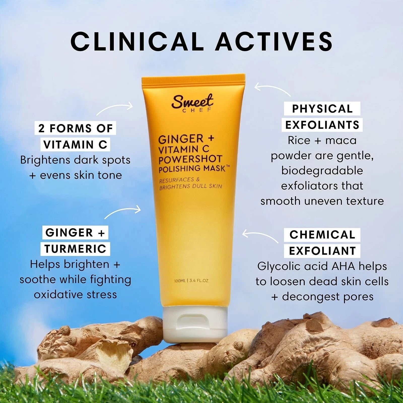 Sweet Chef Ginger + Vitamin C Powershot Polishing Mask - Brightening Face...