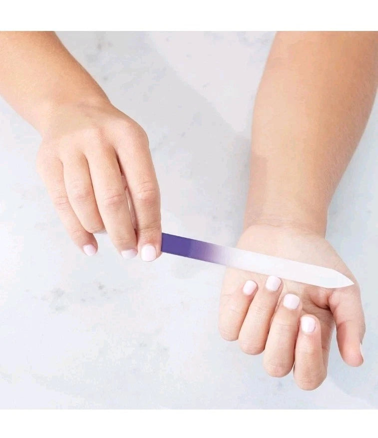 Plum Beauty Glass Double Sided Purple Gradient Nail File Includes Storage Case