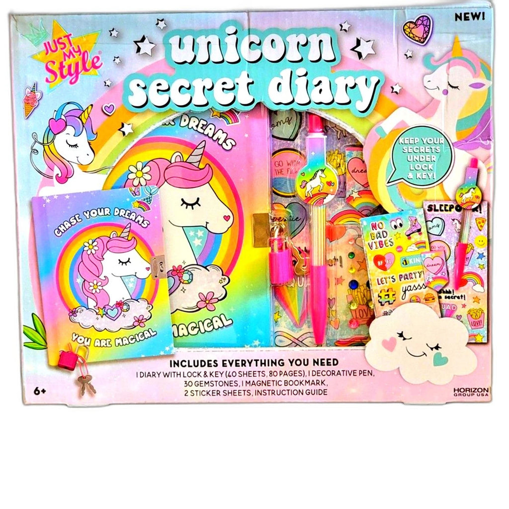 Just My Style Unicorn Secret Diary, Personalized Journal With Lock and Key New